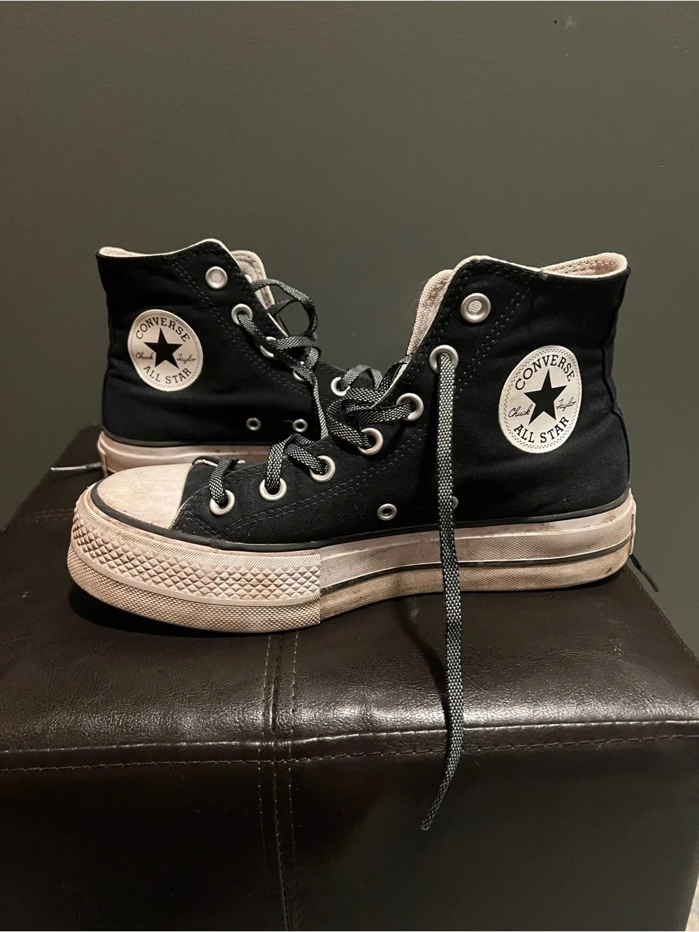 Converse Black High-Top Platform Sneakers with White Logo Patch